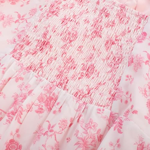 Image of Belle Poque Sun Dresses for Women Spring Summer Floral Midi Flowy Spaghetti Ruffle Wedding Guest Tea Party Dress