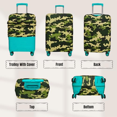 Image of Printed Polyester Suitcase Cover Stretchable Luggage Protector Trolley Bag Cover Travel Accessory (Fougi Yellow-M,L)