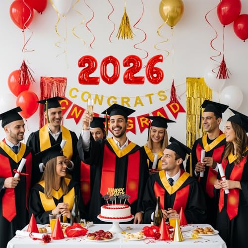 Image of TONIFUL 20 Pcs Number Balloon 2 Set 16 Inch Fat Red 0-9 Numbers Balloons | Small Custom Digital Mylar Foil Ballons for Birthday Valentine's Day Graduation Anniversary 2027 New Year Eve Party Decor