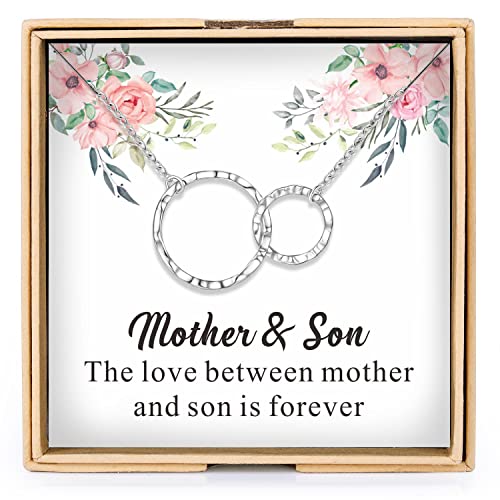 Mom Gifts From Daughter/Son, Gifts For Mom Sterling Silver Mother Daughter Necklace, Mother Son Gifts, Christmas Gifts For Mom From Daughter/Son (Mother&Son-Circles) #TOP6