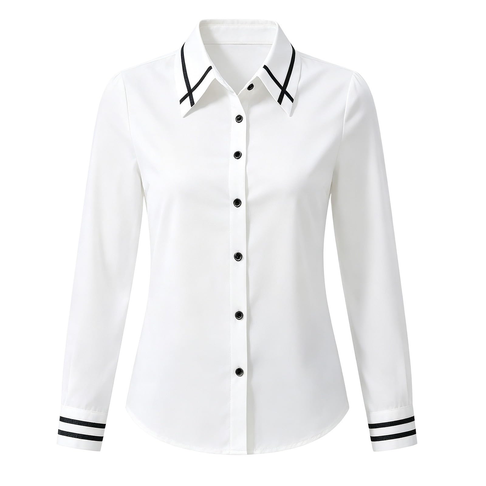 Damen Langarm Hemd Knopfleiste Reverskragen Basic Shirt Elegant | Einfarbig Weich Leicht Atmungsaktiv Einfarbig Business Bluse Freizeitoberteil Tunika Top Bequem