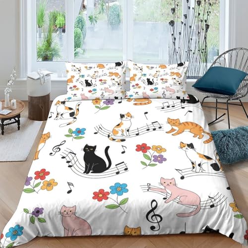 Housse de couette confortable imprimé chat pour des nuits douces