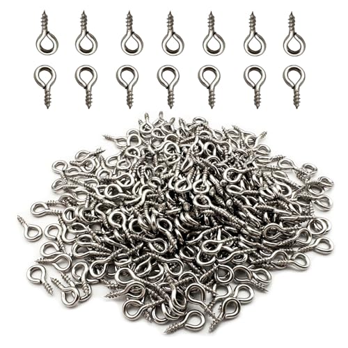 IDEALSV 1000 Pcs Small Screw Eye Pins Jewelry Making Eyelet Hook for Craft 10 x 5mm Silver