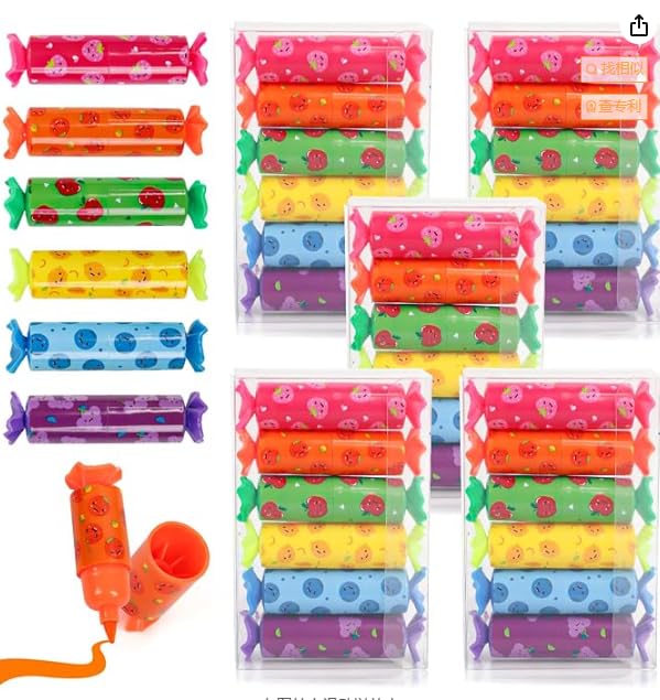ZoeWei 30 mini subrayadores, 6 colores, bonitos caramelos, bolígrafos para niños, estudiantes, regalos divertidos, delineadores de textos, mini rotuladores, regalos para adultos y niños