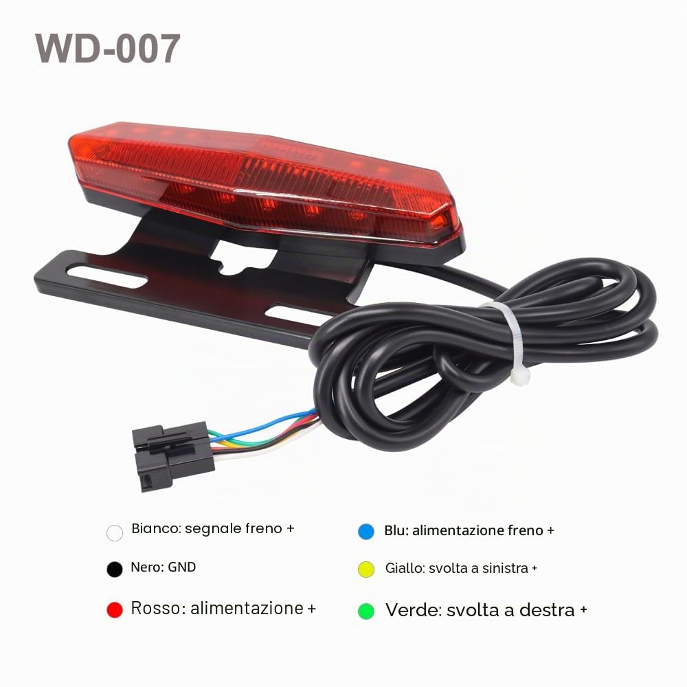 Kit luci per bici elettrica da 36 V 48 V, faro per bici elettrica con clacson, fanale posteriore con indicatore di direzione, adatto per supporto portapacchi posteriore da 50 mm e 80 mm, non