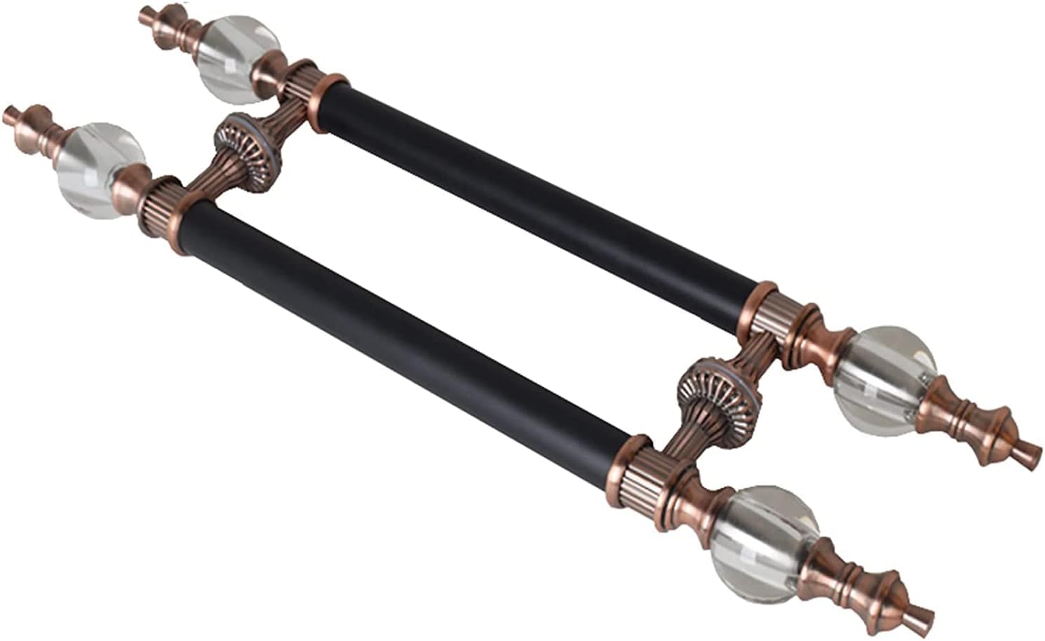 Door Push Pull Bar Handle Set, Long Wooden Glass Bar Door Handle for