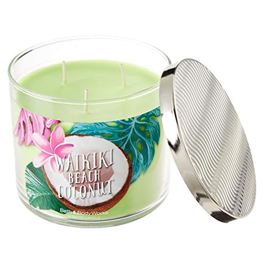 Bath and Body Works Scented Candle 3 Wick 14.5 Ounce Waikiki Beach Coconut