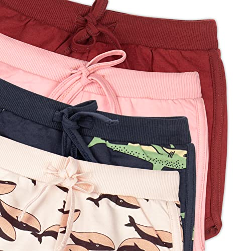 Image of Real Basics Premium Cotton Shorts for Girls - Regular Fit Printed Girl Shorts (Pack of 4)