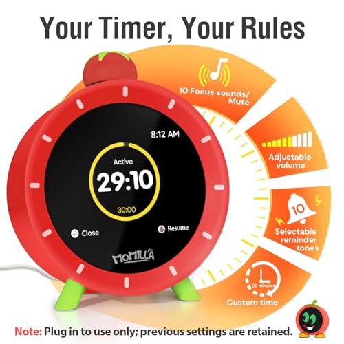 Image of MOMILLA Kids Alarm Clock for Bedrooms, Visual Timer with 2.8 inch LCD Display 4 Alarms, Digital Clock with White Noice Sound Machine for Heavy Sleepers Kids, Christmas Birthday Gifts for Girls Boys