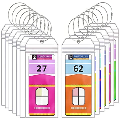Cruise Luggage Tag Holders, 13 Packs Clear Luggage Tags Waterproof Luggage Label Holders with Zip Seal & Steel Loops for Trip Vacation Cover