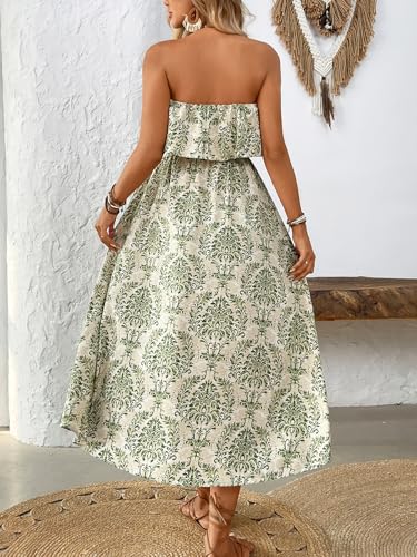 Image of Women's Ruffle Floral Maxi Summer Casual Dress Off Shoulder Wedding Guest Slit Hem Beach Prom Dresses