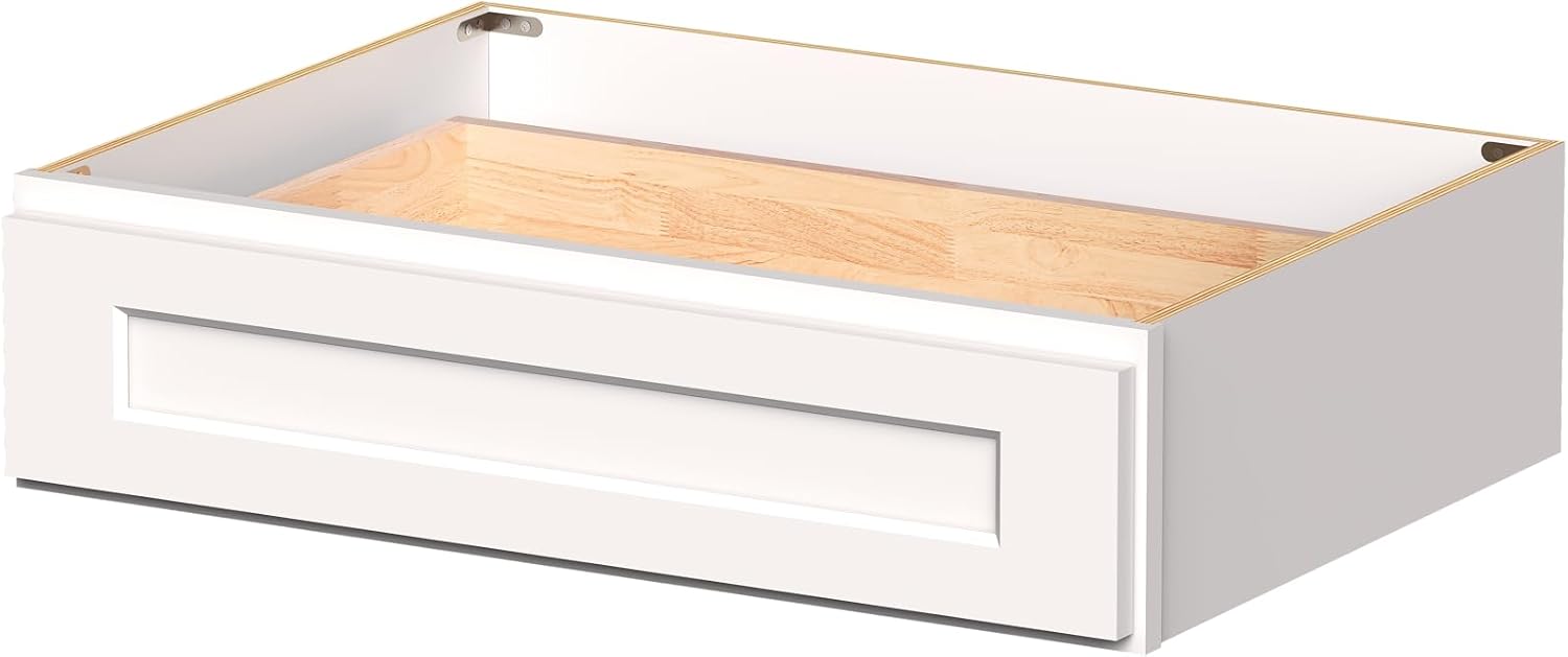 Ready-to-Assemble Shaker Style Vanity Desk Knee Drawer (White Shaker, W24 x H7.5 x D21)