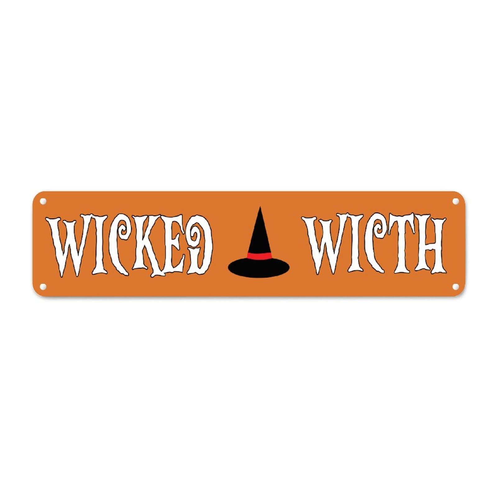 Plaque murale Halloween chapeau de sorcière décoration en étain vintage 20x15cm