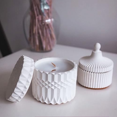 Miniatura 6 de Caja de almacenamiento con tapas, juego de moldes para tarros de velas, moldes creativos de silicona para tazas, rayas redondas de hormigón con