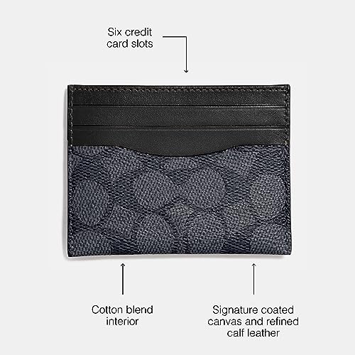 Coach Flat Card Case in Signature, Charcoal/Black, One Size3
