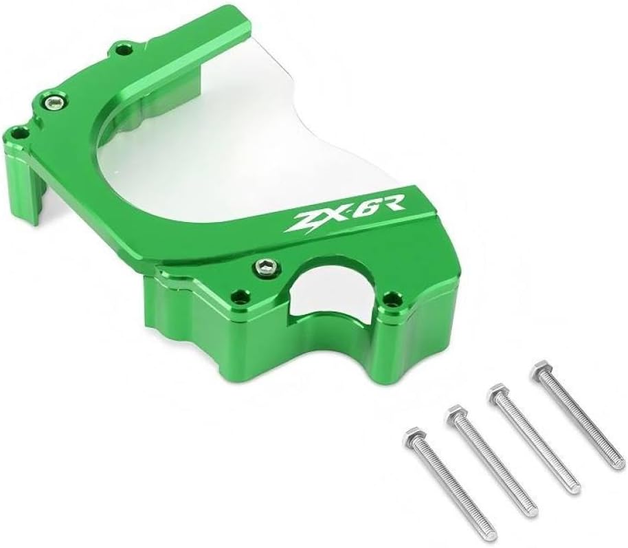 Motorcycle Front Sprocket Chain Guard Cover Left Engine Protection Cover Compatible with Automotive Motorcycle Parts 6R 2019 2025(Green-ZX6R)