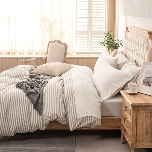 PURE ERA Jersey Knit 3pcs Bed Sheet Set 100% T-Shirt Cotton Super Soft Comfy Breathable Fits Mattress Up to 20" Extra Deep Pocket (Solid Off White,Twin XL)