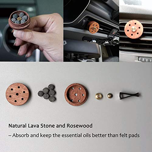 Yeejok Essential Oil Diffuser For Car With Vent Clip, Wooden Stainless Steel Lava Stone Aromatherapy Diffuser Locket Mini Air Freshener For Travel #TOP2