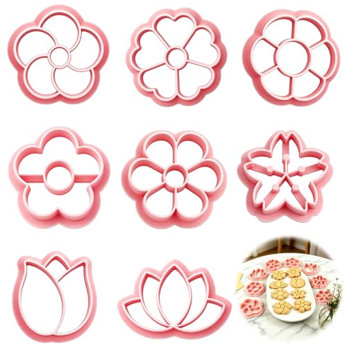 Emporte Pièce Biscuit Fleur, Lot de 8 Emporte-Pièces Fleur pour Biscuit, Fondant et Pâte Polymère, Mini Emporte-Pièces pour Pâtisserie Créative et Loisirs DIY,...