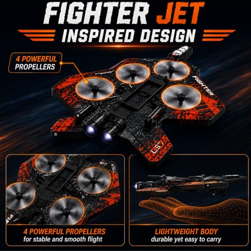 Image of L37 Fighter Jet Drone with 2.4GHz Remote Control, 360 Degree Flip Stunt Action RC Quadcopter | Lightweight EPP Foam Flying Toy Airplane for Kids, Beginners & Adults