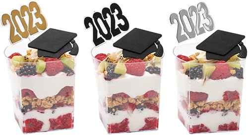 Miniatura 3 de Anillos para decoración de cupcakes de fiesta de graduación - Mortarboard negro - 24 piezas