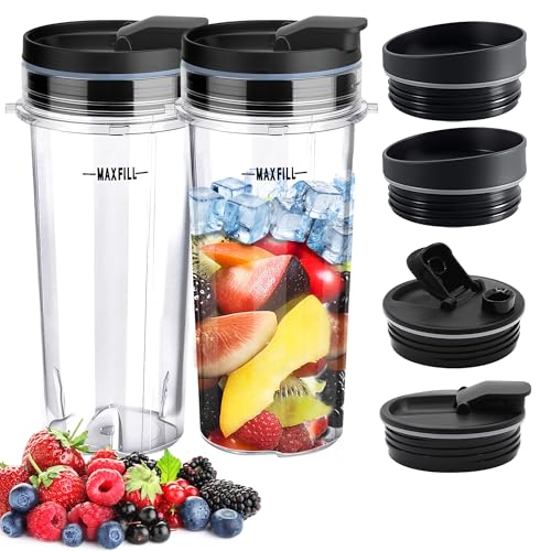 2Pcs Replacement 16oz Blender Cups for Ninja, Single Serve B