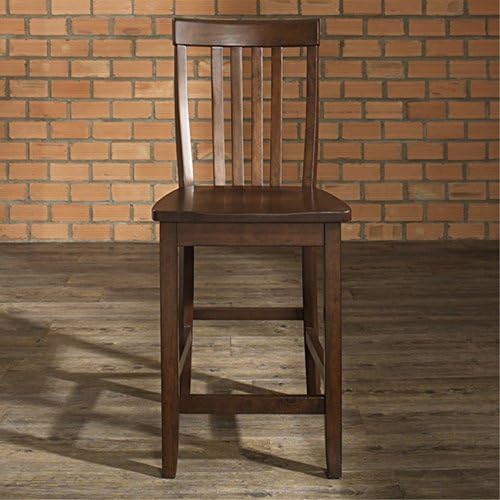 Crosley Furniture Schoolhouse Bar Stool (Set of 2), 24-inch, Vintage Mahogany
