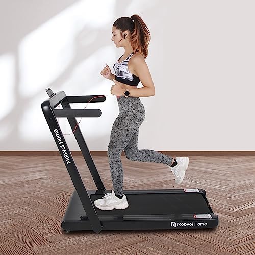 Mobvoi Home Bieżnia, składany, wbudowany głośnik Bluetooth, pilot zdalnego sterowania, maszyna do chodzenia i biegania do ćwiczeń fitness w domu w pomieszczeniach (Czarny)