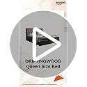 Image of DRIFTINGWOOD Dolvi Solid Sheesham Wood Queen Size Bed with Storage | Wooden Double Bed Cot Bed with Box Storage & Matt Pink Velvet Upholstered Cushioned Headboard for Bedroom | Walnut Finish