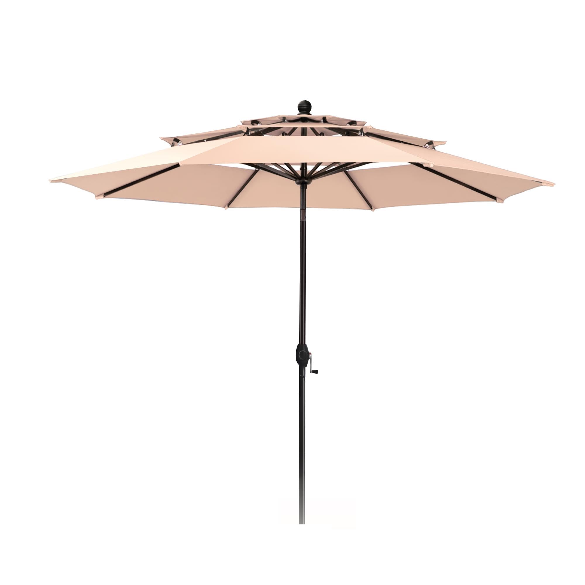 PHI VILLA Sonnenschirm Balkon Groß 300cm Balkonschirm Garten Terrasse Gartenschirm mit Kurbel UV Schutz Parasol Windfest
