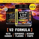 BEYOND RAW LIT V2 Clinical Strength Pre Workout Powder, Hits Harder, Bigger Pumps, Caffeine, L-Citrulline, Creatine, Gummy Worm, 30 Servings - Image 3