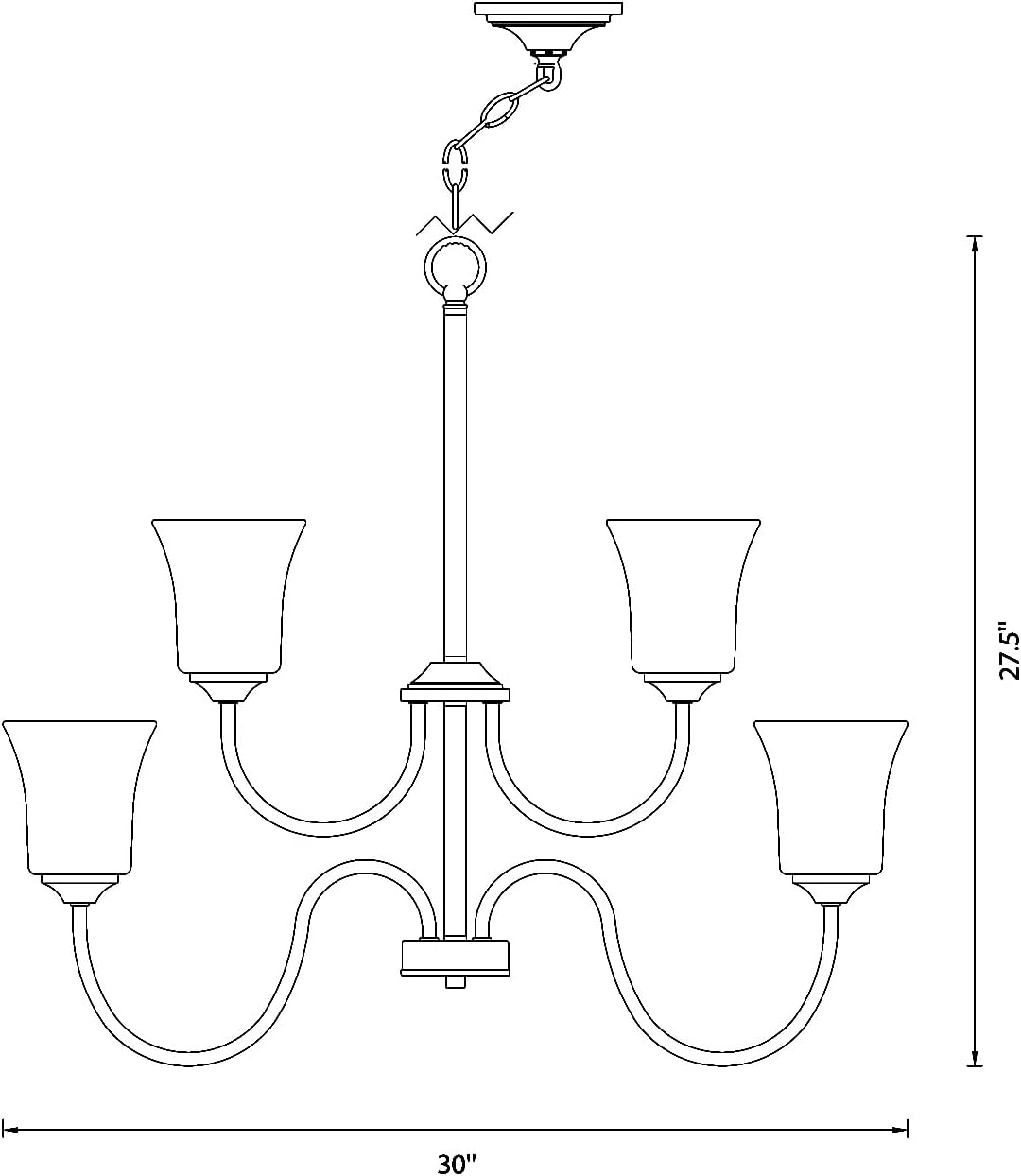 DESIGNERS FOUNTAIN 9-Lights Bronson Chandelier, 30 Inch Ceiling Light Fixture for Kitchen, Dining Room, Bedroom, and Living Room, Matte Black, D278M-9CH-MB