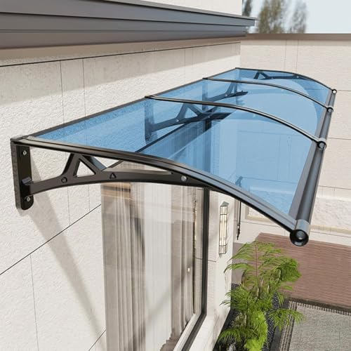 Marquesina para puerta delantera azul 32x106 de policarbonato para patio 2