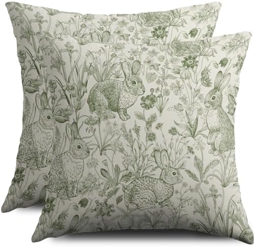 Easter Spring Green Pillow Covers 18X18 Set of 2, Vintage Flower ...