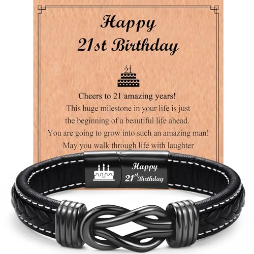 Image of 21st Birthday Gifts for Men, 21st Birthday Bracelet for Son Brother Nephew