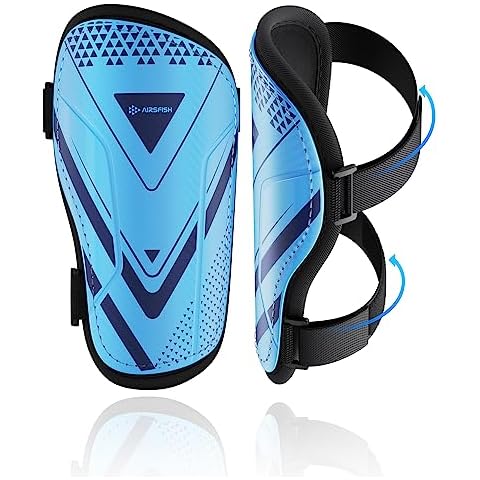 Shin Guards Soccer Kids Youth, CE Certified Airsfish Shin Guard Protection Gear for 2-18 Years Old Boys Girls Teenagers High Impact Resistant Breathable Comfortable 1 Pair 4 Sizes Cover