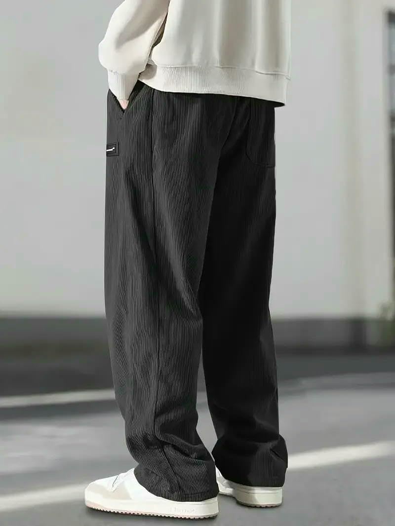 Autunno Inverno Uomo Casual Pantaloni A Righe Velluto A Coste Allentato Cargo Straight Pantaloni Fitness Sport Hip Hop