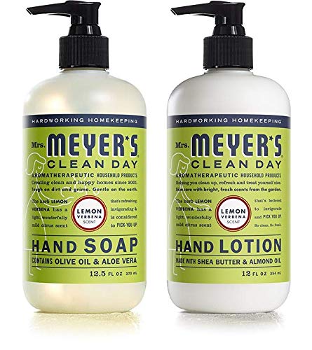 Mrs. Meyers Lemon Verbana Hand Lotion (12 oz) and Hand Soap (12.5 oz) bundle