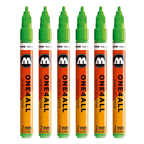 Molotow Mo127232 One4All 127Hs # 219 Neon Green Fluorescent Marker Pen 6 Pack #TOP17
