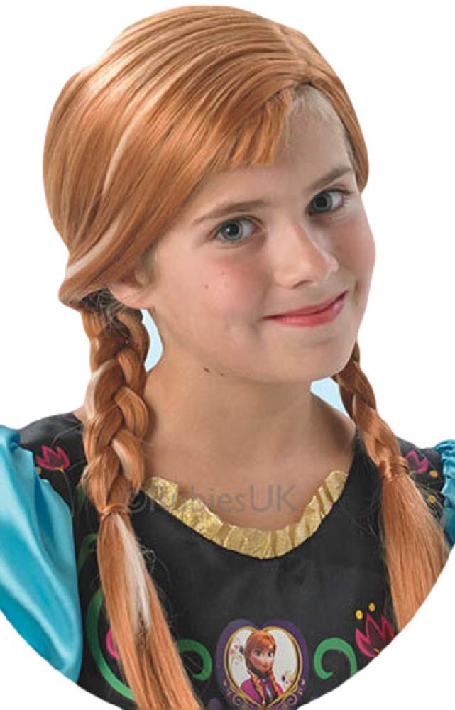 Girls Official Disney Anna Frozen Brown Brunette Plaited Fancy Dress Costume Outfit Wig