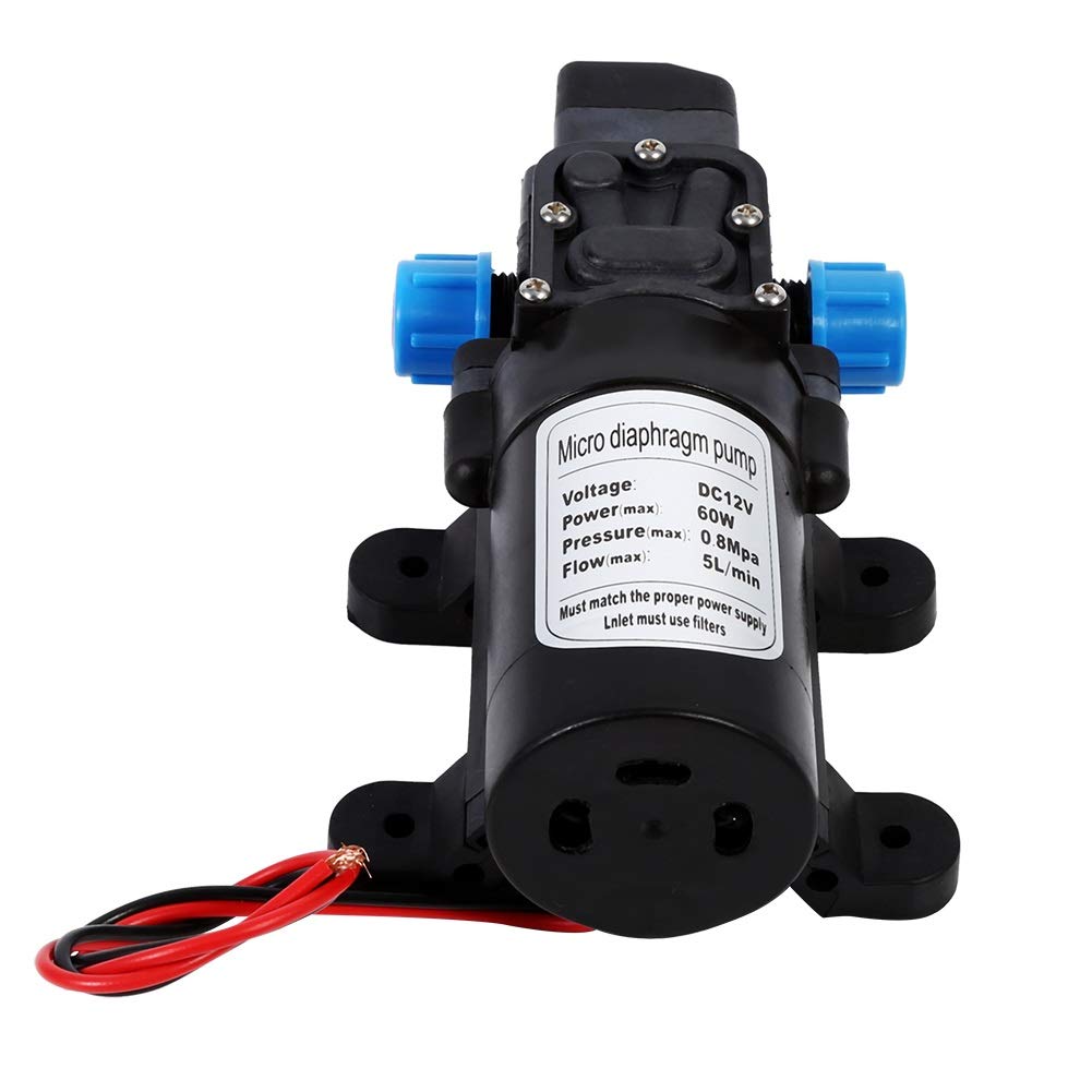 VOBOR Pompa Acqua 12V Alta Pressione, 60W 5L/min 116Psi Pompa Autoadescante, Elettropompa Acqua Autoadescante per Roulotte Barca Camper Giardino Pulizia Veicoli Camper