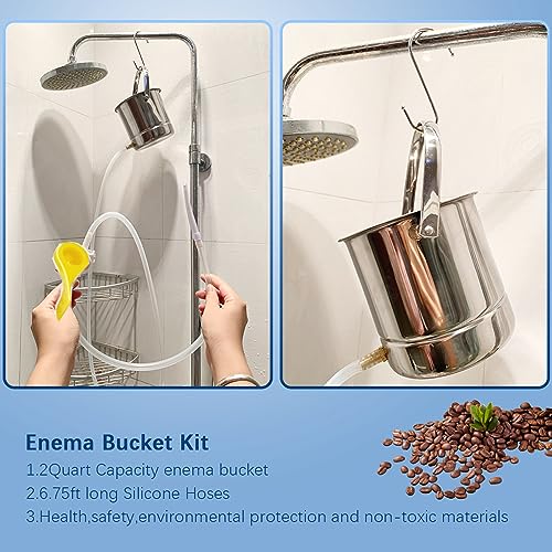 Image of Smokitcen Coffee Enema Bucket Kit Stainless Steel 1.8 Quart Capacity for Cleansing Detox Enemas