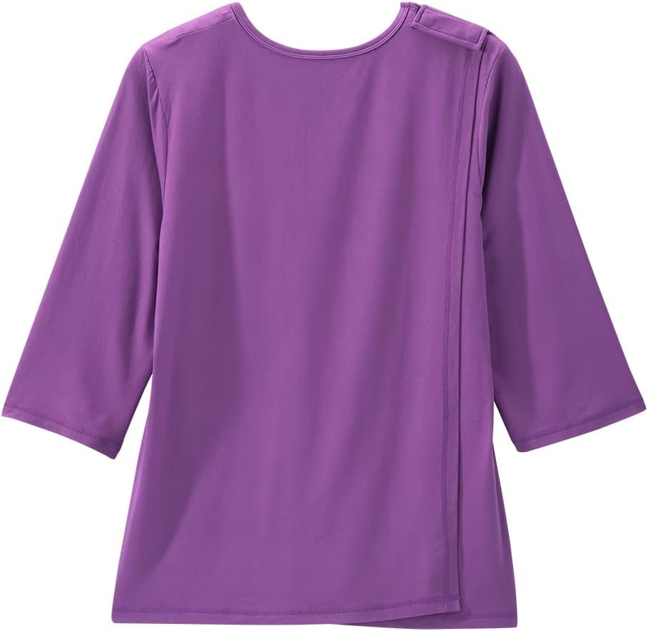 Women’s Open Back Adaptive Active Crew Neck Top for Seniors - 3/4 Long Sleeve Shirt - Image 5