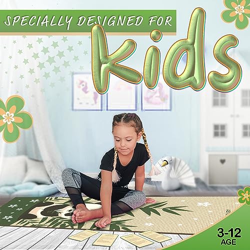 Abtech Kids Yoga Mat Set - Comfortable Panda Kid Yoga Mat Girl with 12 Yoga Cards, Storage Bag, Beige Play Mat Thick for Gymnastics Mat, Exercise Mat, No-Toxic and Non-Slip for Ages 3-12 by ABTECH - Used condition - Image 3