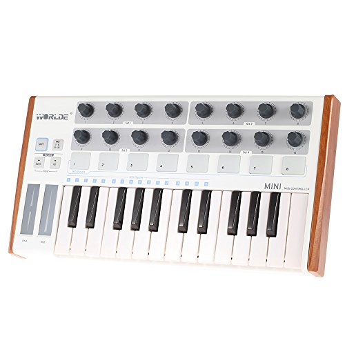 ammoon Worlde Ultra-Portable Mini Professional 25-Key USB MIDI Drum Pad and Keyboard Controller