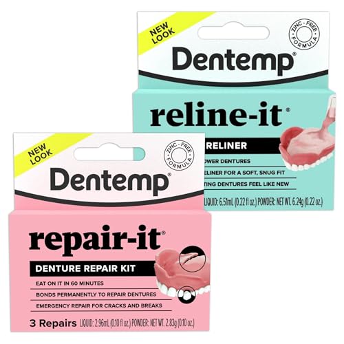 Dentemp Repair-it Denture Repair Kit & Reline-it Denture Reliner - Denture Kit (Multi-Pack) - Refit and Tighten Dentures for Both Upper & Lower Denture - Repair Broken Dentures & Loose Teeth