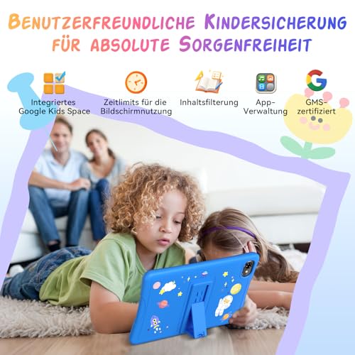 Kinder Tablet 10 Zoll, Android 16 Kinder Tablet ab 3-14 Jahre, 16GB(4+12) RAM + 64GB ROM(2TB Erweiterbar), Augenschutz HD Display… – Ansicht 3