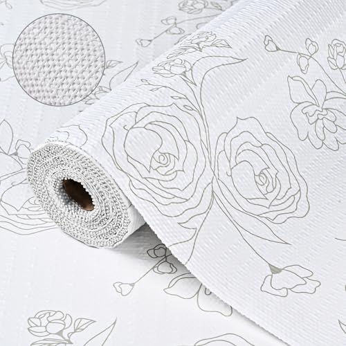 Floral Drawer Liner for Kitchen Cabinets Non-Adhesive Shelf Liner Non-Slip Strong Grip Cabinet Liners Thickened Mats Protective Paper Easy to Clean for Tool Box Pantry (12In x 10FT)