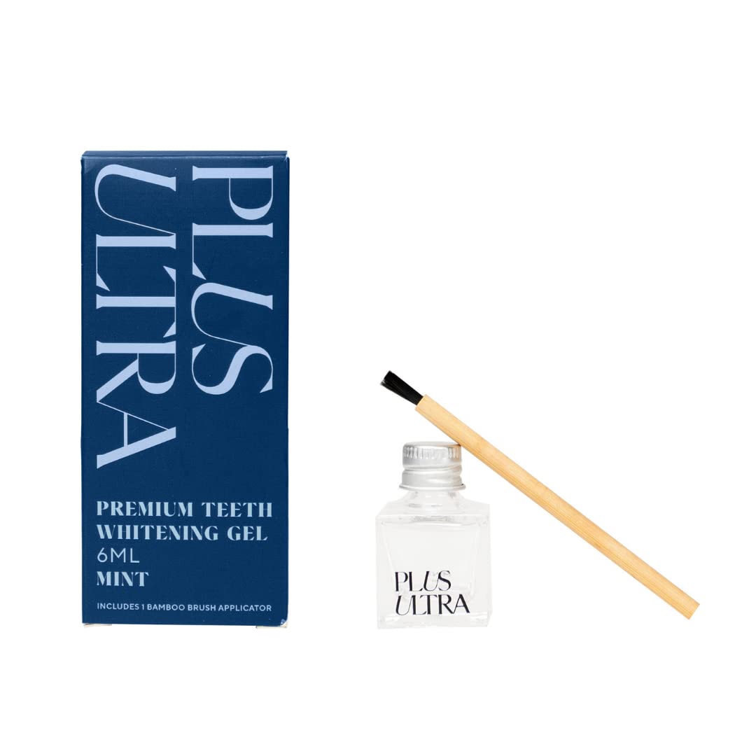 Plus UltraTeeth Whitening Gel, 35% Carbamide Peroxide, Sensitive Teeth Whitening, Mint Flavored and Protects Enamel, Gentle, Dentist-Approved, and Sodium Hydroxide with Bamboo Brush Applicator