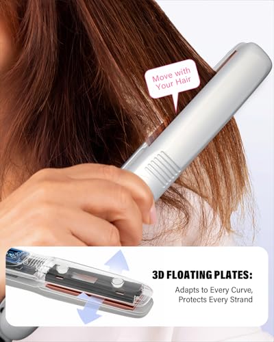Plancha para cabello K&K, 1 pulg. 2 en 1 titanio y cerámica miniatura 6